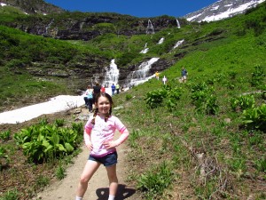 Glacier, Audrey and cascading waterfall